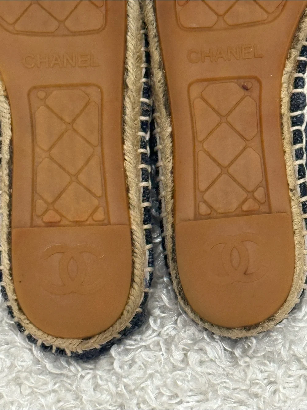 Chanel Grey and Black Tweed Espadrilles Size 38